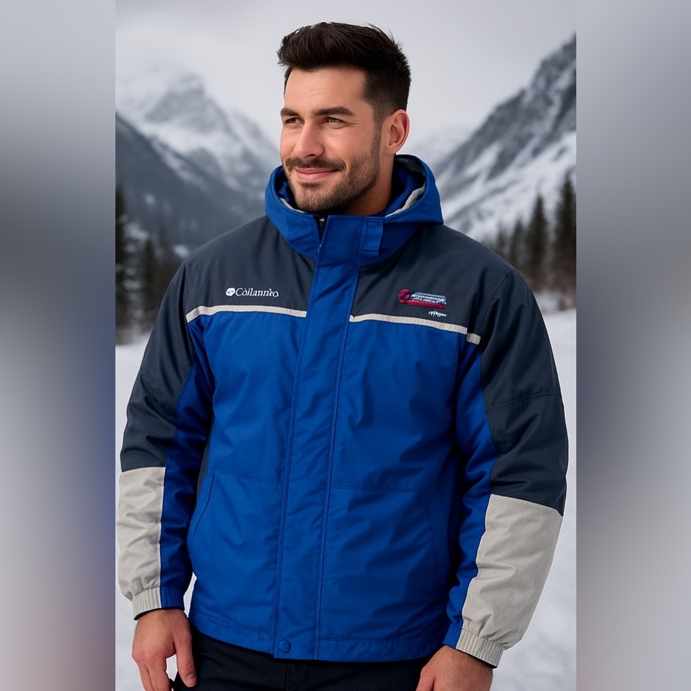 Columbia Men's Interchange Ski Jacket XL Blue and Gray Winter shell-Outdoor Coat